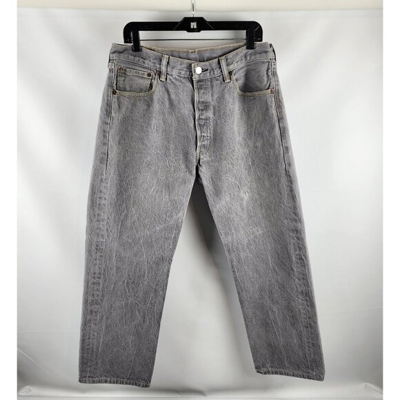 LEVIS 501 XX Jeans Mens 36x28 Button Fly Gray Straight Leg - Picture 1 of 10